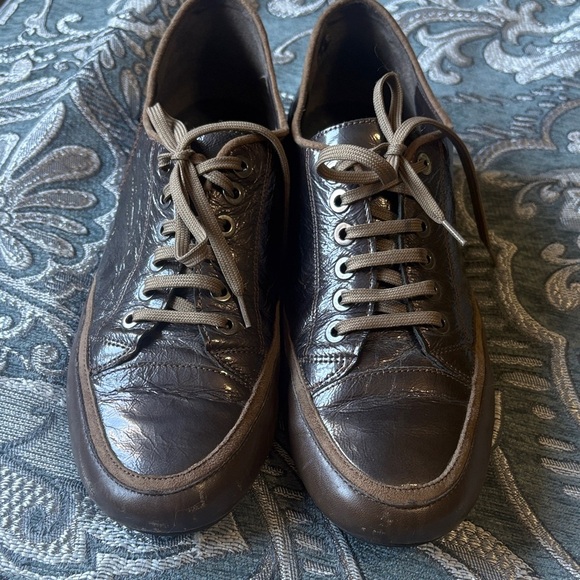 Mephisto Shoes - Mephisto Shiny Brown Leather Sneakers